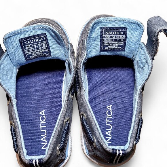 Nautica Little River 2 Boys Boat Shoes Blue Canvas Slip-On Size 7 Toddler - NWOT - Picture 4 of 9